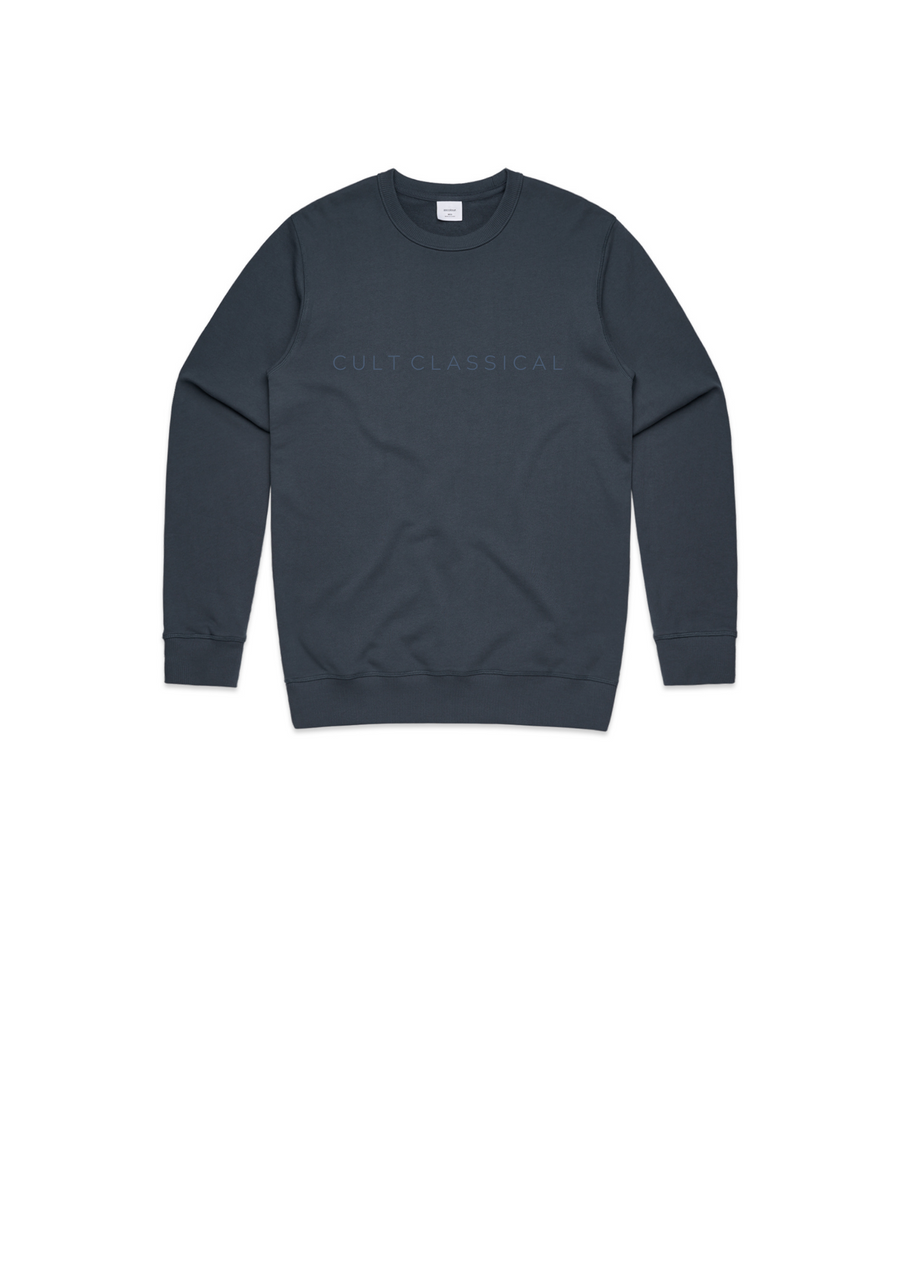 Men's / unisex premium crew in petrol blue