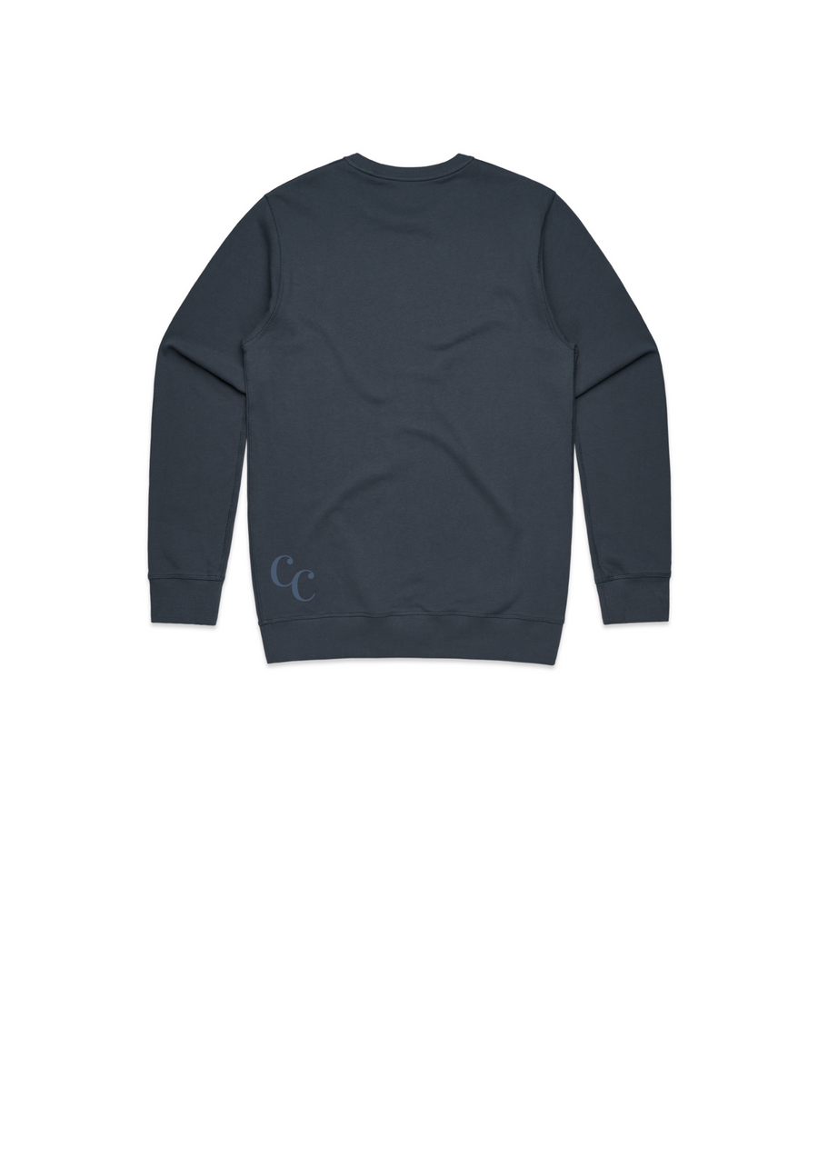 Men's / unisex premium crew in petrol blue