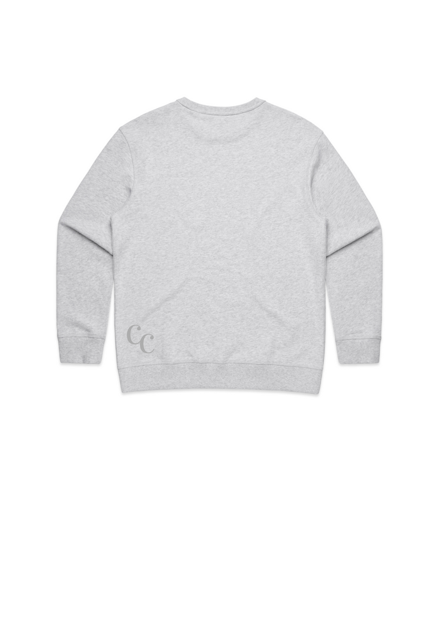Women's classic premium crew in white marle
