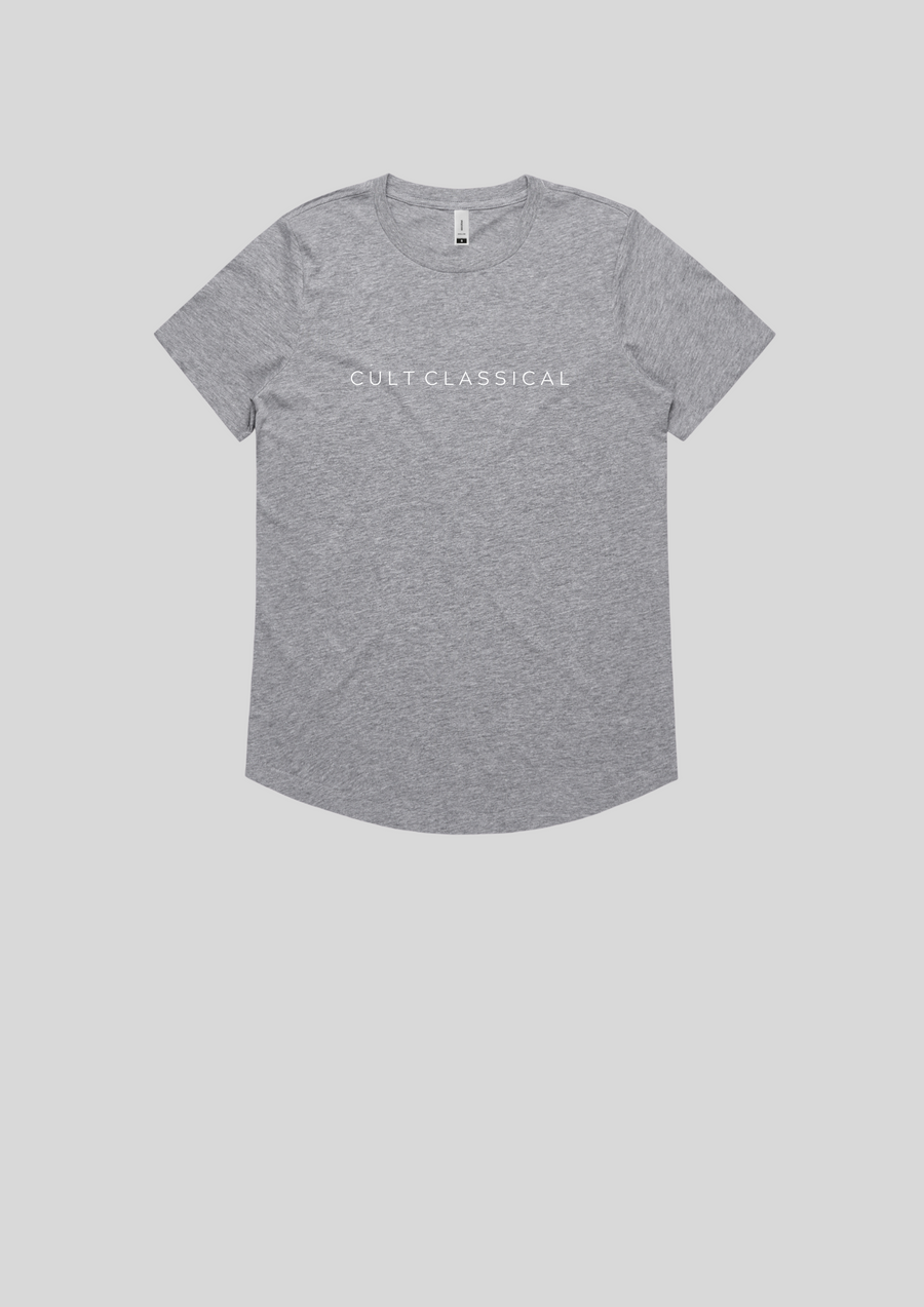 Women's classic curve hem tee in grey marle